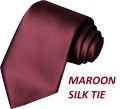 MAROON SILKY PLAIN TIE, MEDIUM TIE MAROON, FORMAL TIE MAROON. 