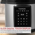 Ambiano  Pressure Cooker and Air Fryer combo with Dual Lid, Slow Cooker and More, Digital Touch Display, 6.5 QT Capacity, Included Cooking Accessories - Stainless Steel. 