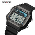 Sanda Trendy Small Square Multi functional Fashion Watch Waterproof Men's Watch Gift SD6196-1. 