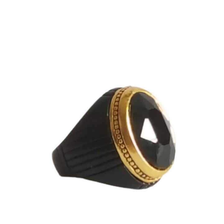 BLACK Shining Stone Titanium Plated Ring For Man