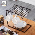 dining table stand - Iron Coffee Rack Organizer with 6 Hooks, Metal Drying Dish Rack, Cup Holder, and Plate Holder for Kitchen Cabinet, Stainless Steel Cup Stand. 