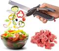 Clever Cutter, Knife with cutting board, Kitchen Multi clever cutter scissor  New Multifunction Stainless Steel Kitchen Smart Cutter 2 In 1 Vegetable Clever Scissors Cutter Kitchen Food Cutter. 