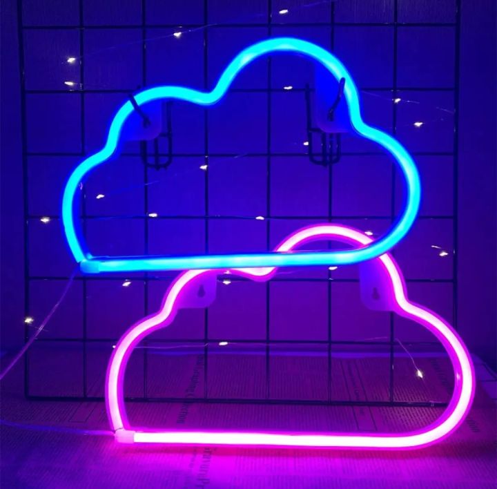 Neon cloud  sign - Cloud shaped neon light -  Neon art installation -- Colorful neon sign -