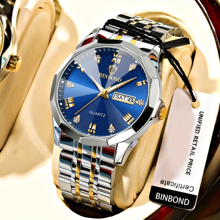 BINBOND%20Men's%20Wristwatch,%20Waterproof%20Luminous%20Date%20Week%20Stainless%20Steel%20Quartz%20Watch,%20Ideal%20choice%20for%20Gifts%20-%20Image%202