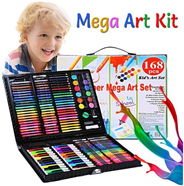 Colouring Kit, 168 Pcs Colour Box Set, Kids Colouring Kit, Multifunctional Colour Box, Best Coloring Set, Drawing Kit, Art Set for Kids, Painting Set for children, Pencils Crayons Markers Art Drawing Kits, Perfect Gift Set for Boys & Girls