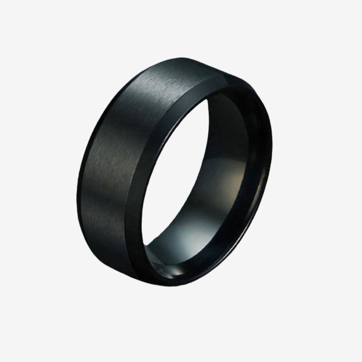 Simple Black Titanium Never Fade Band Ring For Boys & Girls