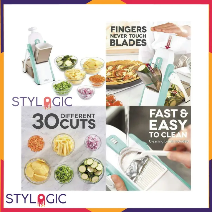 Brava Spring Slicer, Safe Slice Mandoline for Vegetables, Meal Prep & More with Thickness Adjuster, Multicolor