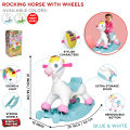 Rocking Horse Fun 2 in 1 Ride-ON Toy Fun Play For Toddlers Comes With Flashing Light & Melody Music, Pony Ride On With 4 Wheels Has Storage Under The Seat, Suitable For All Children For Outdoor or Indoor Ride, Best Gift For Baby Boy or Girl. 