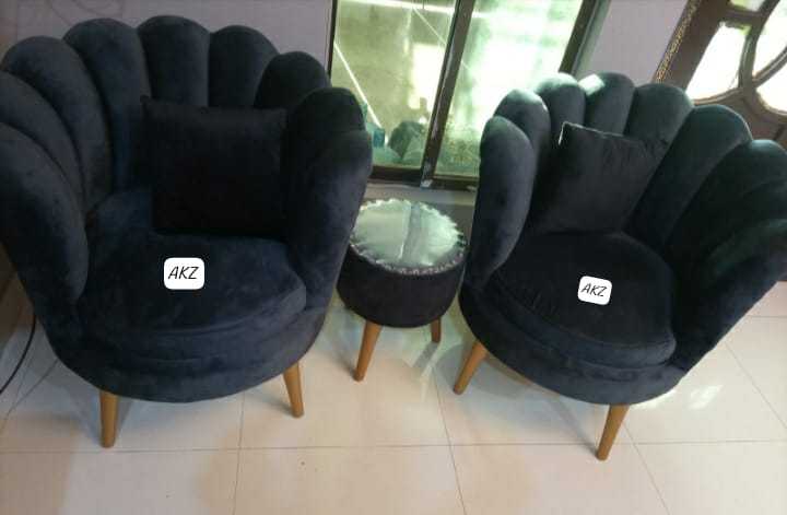 SOFA CHAIRS FLOWER DESIGN BLACK VALVET WITH GOLDEN LEGS