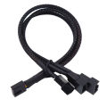 Copper 3 Way PWM 4Pin/3Pin Computer Fan Power Sleeved Splitter Extension Cable. 