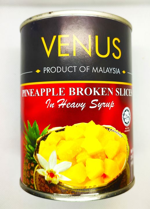 Venuus Canned Pineapple in Heavy Syrup Broken Slices 565 g Tin (Product of Malaysia)