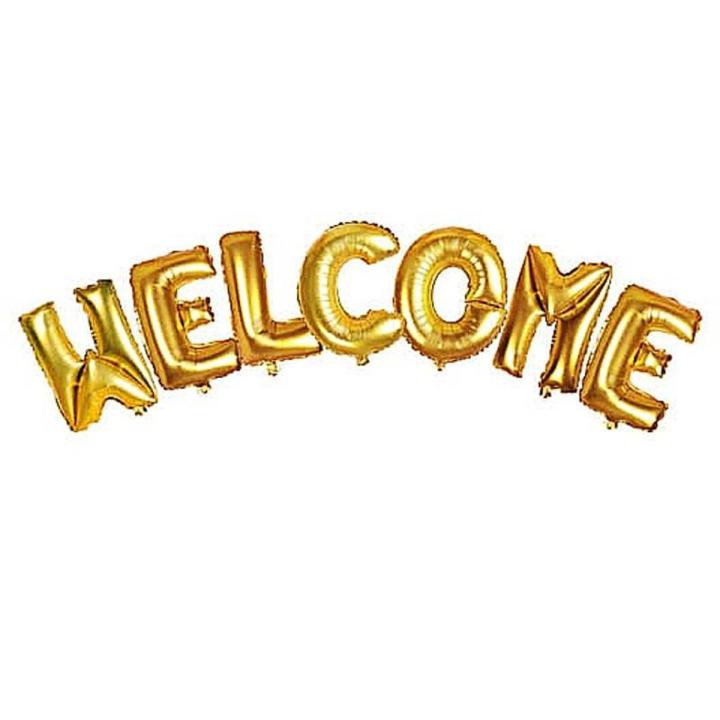 Welcome -Golden Alphabet Letter Balloons Aluminum Hanging Foil Film Ballon Baloon Mylar Balloons Air Balloon  -Welcome