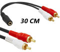 3.5mm Female Aux to 2-Male RCA Audio Stereo Cable - Spiral Shielded, Molded Connectors for Enhanced Sound Quality. 