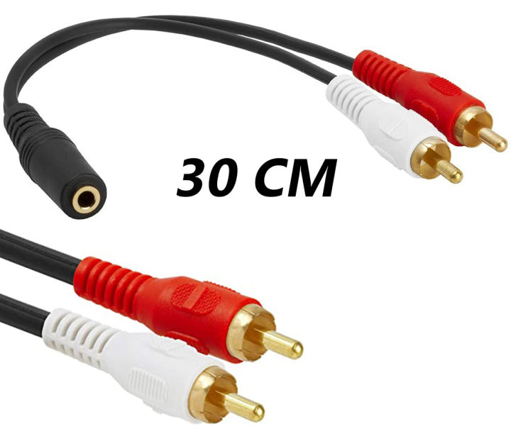 3.5mm Female Aux to 2-Male RCA Audio Stereo Cable - Spiral Shielded, Molded Connectors for Enhanced Sound Quality