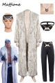 Ken Cosplay White Long Fur Coat Costume Movie Barbei Disguise Outfits Bags Headband Necklace Adult Men Roleplay Halloween Suits. 