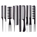 Pack of 10 - Professional Salon Hair Comb Set - Black. 
