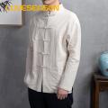 Men Long Sleeve Shirt Traditional Chinese Style Men's Mandarin Collar Shirt Long Sleeve Kung Fu Tai Chi Top with Pockets Authentic Tang Tops Uniform Tai Chi Shirt. 