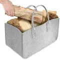 Fireplace Wood Felt Storage Bag Basket Magazine Rack Firewood Pocket,Felt Foldable Firewood Holder Basket Black. 