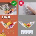Macrame Fruit Hammock for Kitchen Under Cabinet,Veggie Hammock Fruit Holder Net and Hook for Hang Fruit Basket. 