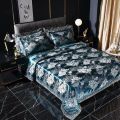 Luxury Polyester Jacquard 4 Pcs Bed Set - green. 