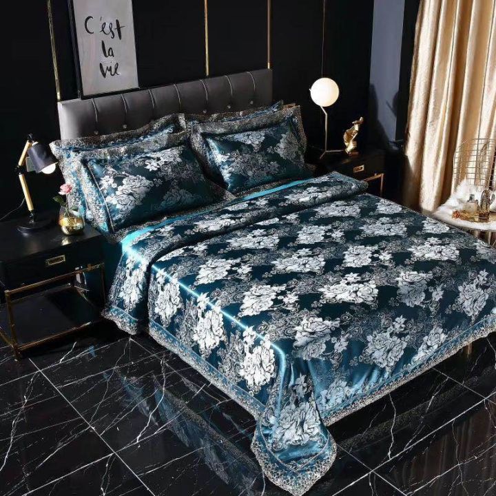 Luxury Polyester Jacquard 4 Pcs Bed Set - green