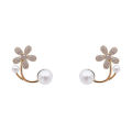 New Korean Light Luxury Imitation Pearl Flower Stud Earrings For Women MJ. 