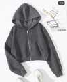 Women's Fleece Zipper Crop Hoodie - Stylish and Warm - All Colors Available. 