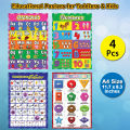 Educational Preschool Poster Learning Charts A4 size for Toddler and Kid for Nursery Homeschool Kindergarten Classroom Different wall posters: alphabet, numbers 1-10, numbers urdu letters, colors & shapes. 
