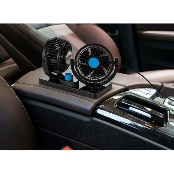 12V Car Fan 360 Degree Rotation Adjustable Dual Head Car Auto Cooling ...