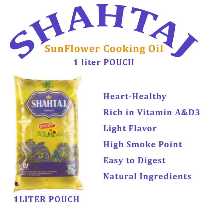 Cooking Oil Sunflower 100% Pure ShahTaj Cooking Oil 1 liter Single Pouch & Carton - 5 Liter Box Pack 1liter x 5 Pcs in Box Premium Quality Cooking Oil