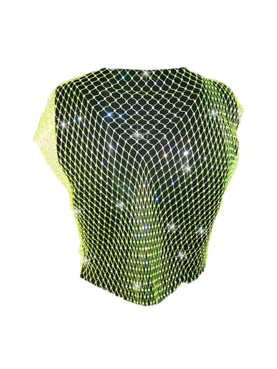Ladies%20Mesh%20Midriff-baring%20Tops,%20Women%20Leisure%20Style%20Rhinestone%20Decoration%20Round%20Collar%20Sleeveless%20Hollow%20Perspective%20Tank%20Top%20-%20Image%208