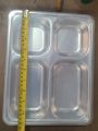 4 Compartments Stainless Steel Plate with Lid, Stainless Steel Rectangular Thali Plate, 4 compartment Thali, Divided Dinner Plate, 4 Compartment Serving Tray, Nuts Tray high Quality and imported. 