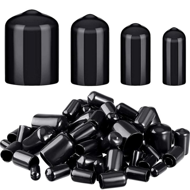 TWEXQNY-80 Pieces Rubber End Caps Flexible Bolt Covers Screw Caps Thread Protectors in 4 Sizes 1/4 to 3/4 Inch (Black)
