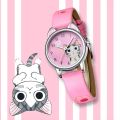 【Top mobile】JOYROX Cat Pattern Kids Watches Girls Quartz Analog Child for Women Student Clock Gift Relogio Feminino. 