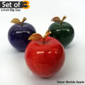 Set of 3 Marble Apples, Handcrafted Decoration, Onyx Marble Apple Decoration For Home, Marble Apple Paperweight for Desktop, Office Table, Living Room (2.5 inch). 