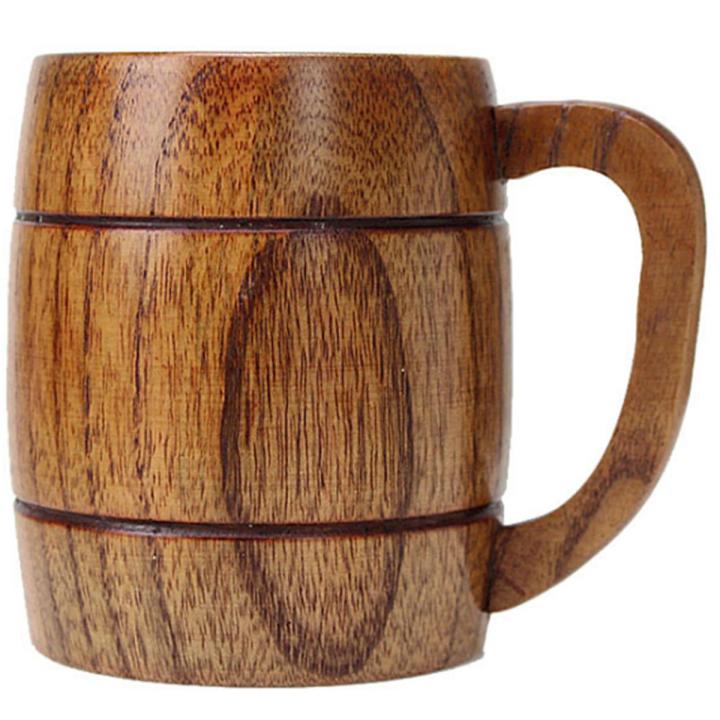 Party-Ready Eco-Friendly Wooden Mugs - 400ml Classic Natural Wood Cups, Ideal for Novelty Gifts