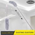 Microfiber Duster Extendable with 2m Extra Long Handle, Hand Duster, Bendable Head and Chenille Head, Washable Feather Dusters for Cleaning Cobwebs Ceilings Fans Cars. 