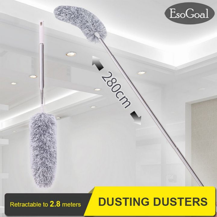 Extendable Microfiber Duster, Feather Duster with Extra Long 100 inches Telescopic Pole and Bendable Head,Washable,Hand Duster for Cleaning High Ceiling Fans, Cars, Blinds, Cobweb