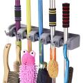 High Quality 5 Slot Broom Holder w/ 1 Self Adhesive Mop Gripper No-Drilling, Wall Mount Tool Organizers For Kitchen, Garage, Laundry Room- Anti-Slip Hanger For Brooms, Mops, Rakes. 