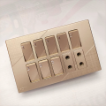 8-Gang ECM Metal Switch Board with 2 Sockets. 