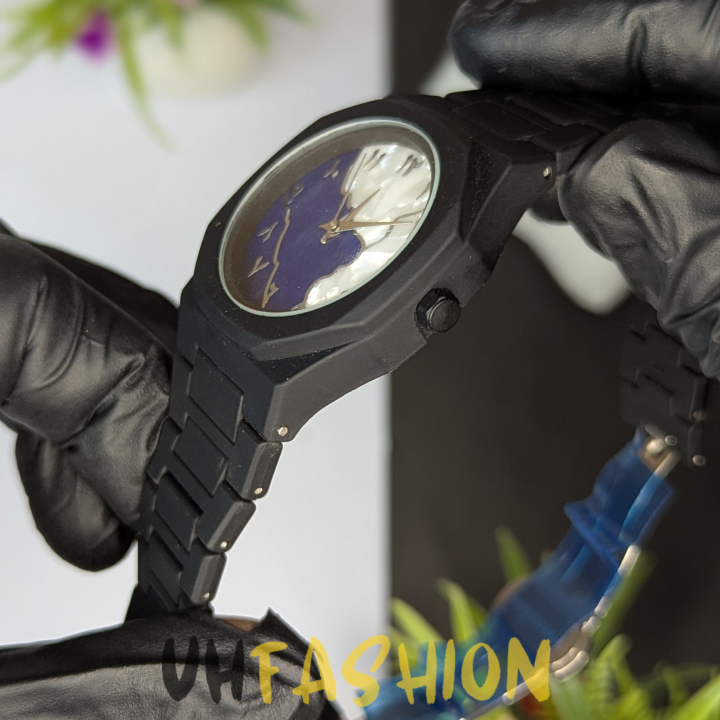 Premium Arabic Aura Watch for Men | Black & White Marble Dial Timepiece ...