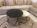 MS Center table for drawing room, Round Modern Nesting Center Table Set of 2, Flood Center Table Set of two piece for Drawing Room with Iron Base and Wooden Top. 
