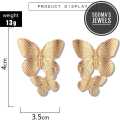 Docona Trendy Gold Double Butterfly Stud Earrings for Women Gift Charm Gold Metal Wing Earrings Statement Jewelry. 