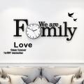 We are Family with Birds Wooden Wall Clock for Home and Offices, 3D Design Self Adhesive - GIFT City. 