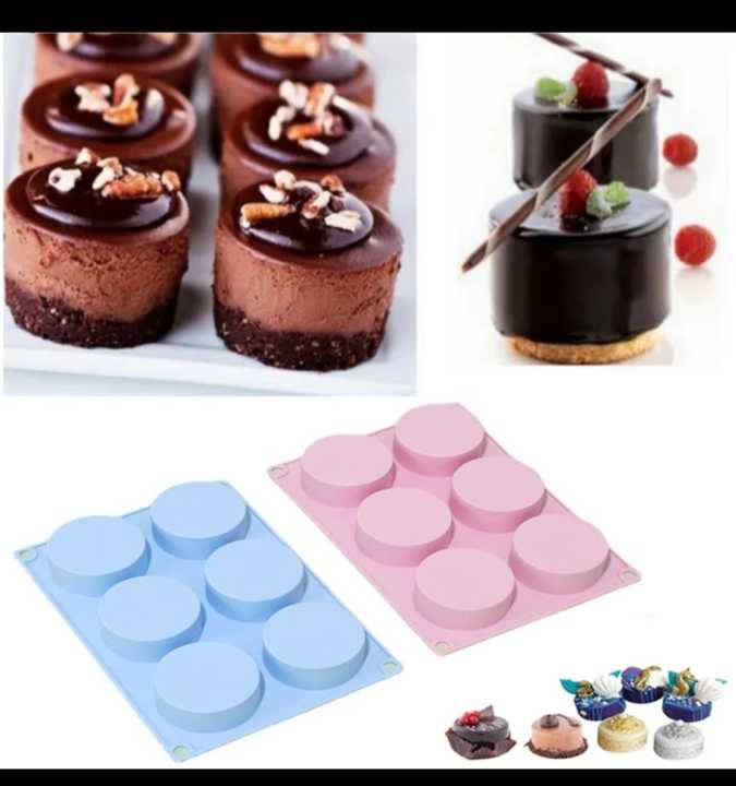 6 Cavity Round Silicone Cake Mold Chocolate Covered Cookie Mould for Jelly Pudding Soap Cheesecake Pastry Baking Accessories