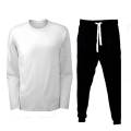 Plain White T shirt With Matching Trouser Full Sleeves Round Neck Cotton T Shirts Sports Wear For Men. 
