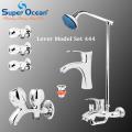 Bathroom Set Shower Set Wall Mounted Complete Bathroom Fitting 100% Brass Chrome Super Ocean Sanitary fittings Lever Model Set. 