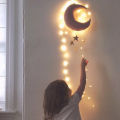 Wall Backdrop Children Room Hanging Moon Stars Stuffed Decor for Baby Bedroom. 