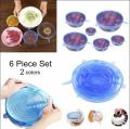 6 Pcs Kitchen Reusable Silicone Stretch Seal Lid Preservation Vacuum Food Storage Bowl Cover. 