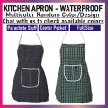 Apron Full Size | Waterproof Kitchen Apron | Water Resistant | Printed Check + Plain Design Pocket Apron | Kitchen Cooking Dress | Dress Protection - Large Size | Unisex For Both Men & Women | Washable | Waterproof Suit |  Kitchen Accessories. 